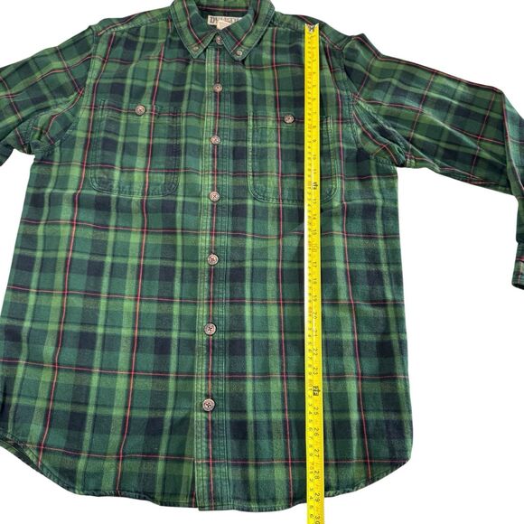 Duluth Trading Shirt Mens Large Green Free Swingin Flannel Trim Fit Large - Picture 11 of 12